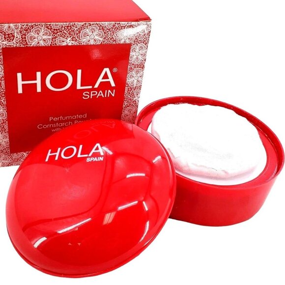 Hola Spain Petal Perfumed Dusting Powder Large 4oz Hard Tub with Dusting Puff - Picture 15 of 15
